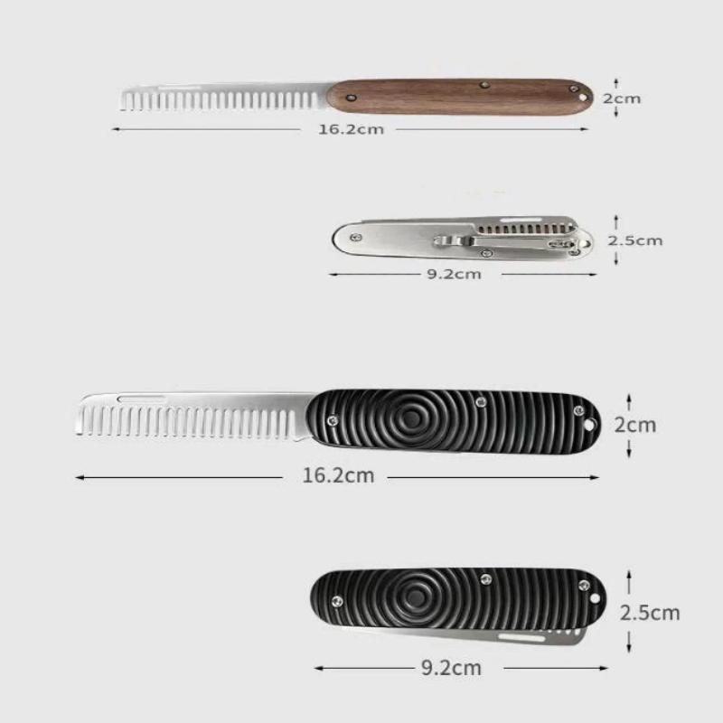 1Pcs Barber-Grade Travel Hair Mustache Comb Solid Wood & Metal Folding Beard Comb For Men Pompadour Styling Grooming Kit