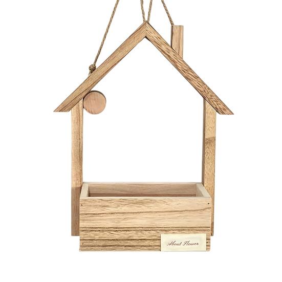 Boho Wall Decor for Living Room Wooden Planter, Creative Hanging Flower Pot Basket Indoor Plants Decorative Faux Flowers, Rustic Balcony Decoration