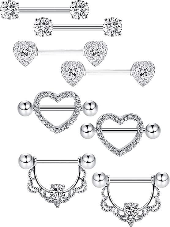Stainless steel body piercing jewelry set - heart-shaped body piercing jewelry