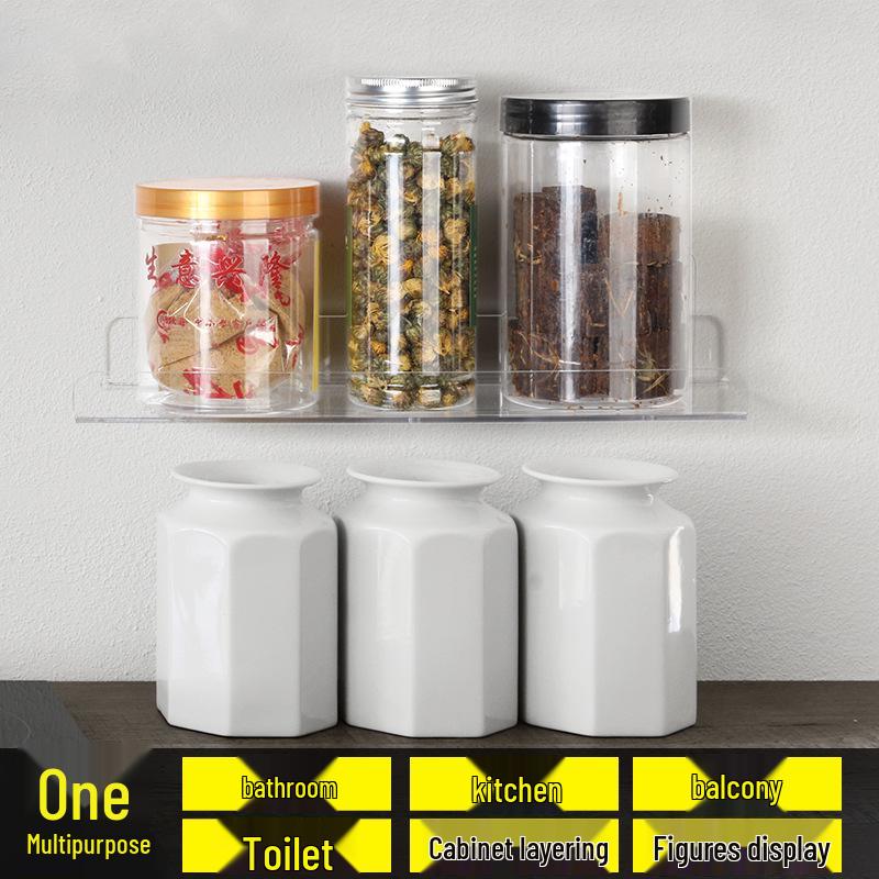 Acrylic Wall-Mounted Bathroom Mirror Cabinet with No-Punch Shelf