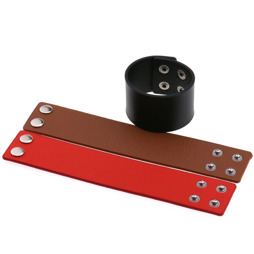 Bransoletka ze stali nierdzewnej na zatrzask: Punkowa gotycka bransoletka ze skóry PU