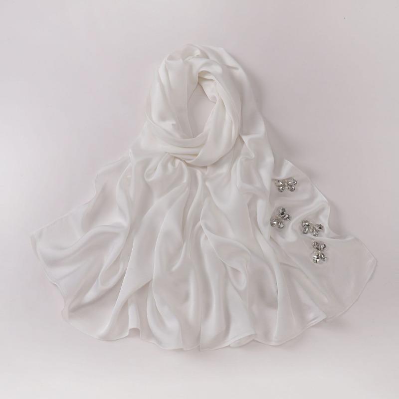 New Bubble Chiffon Butterfly Rhinestone Long Scarf For Women Ethnic Style