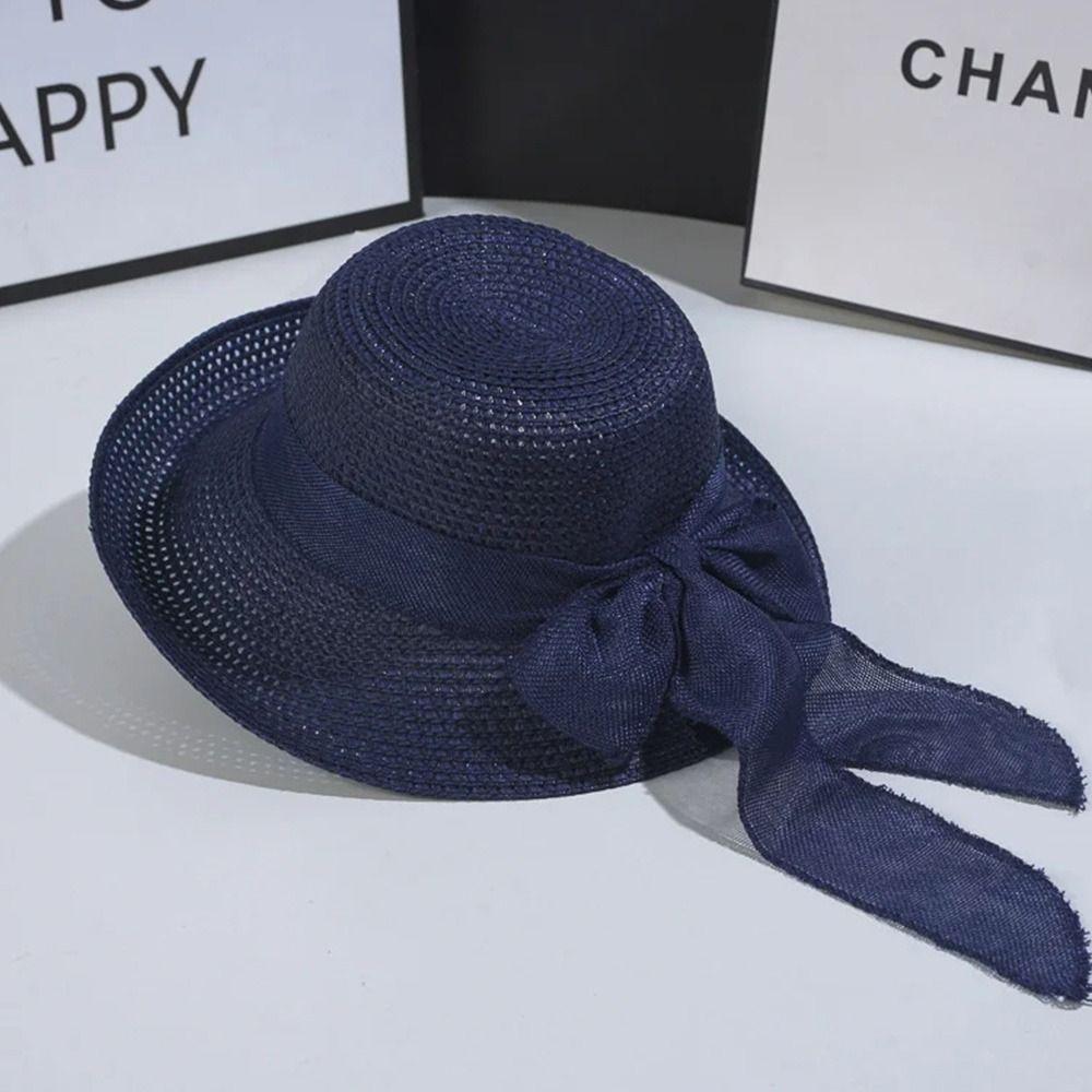1Pcs Vintage Women Hat with Bowknot Casual Straw Cap Summer Sun Hat  for Outdoor Travel Beach