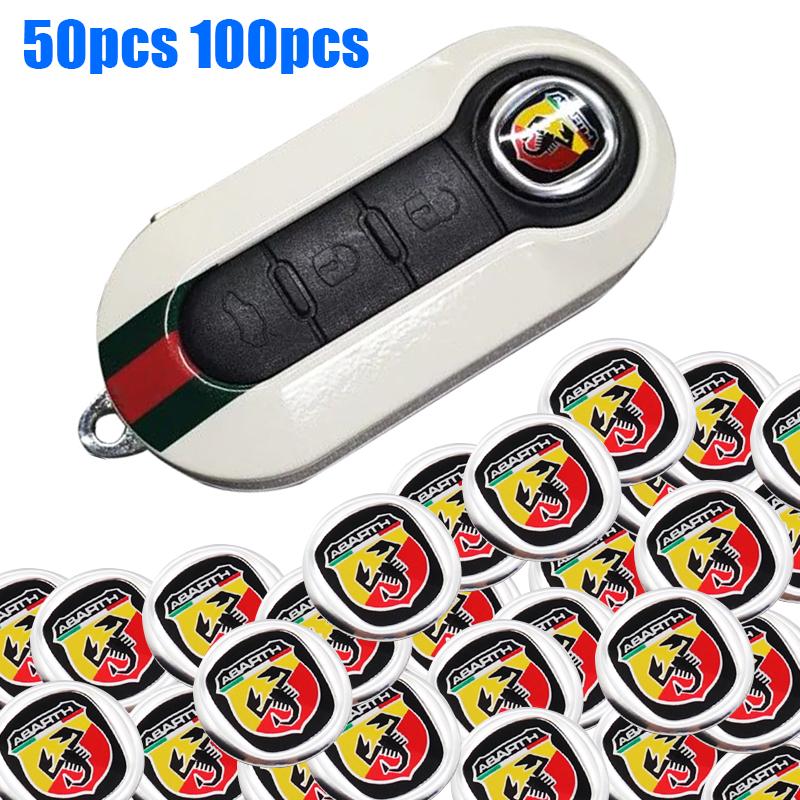 50pcs 100pcs 3D Hot sale 14mm Aluminum Car KeyChain Logo Key Fob Decoration Emblem Auto Key Badge Sticker Accessories