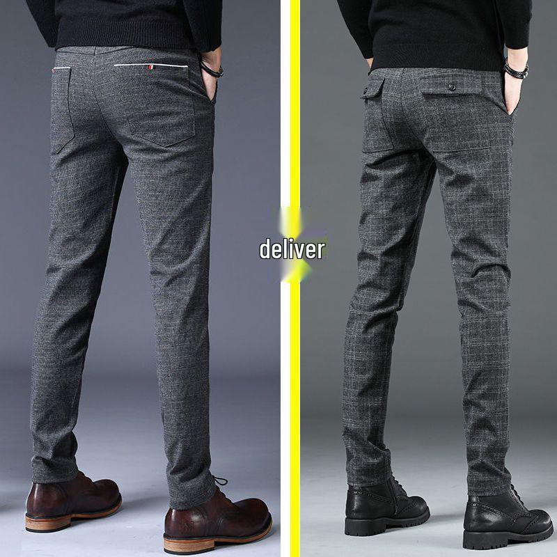 

Men s Slim Fit Plaid Trousers - Versatile Korean Style for Business & Casual Wear 29