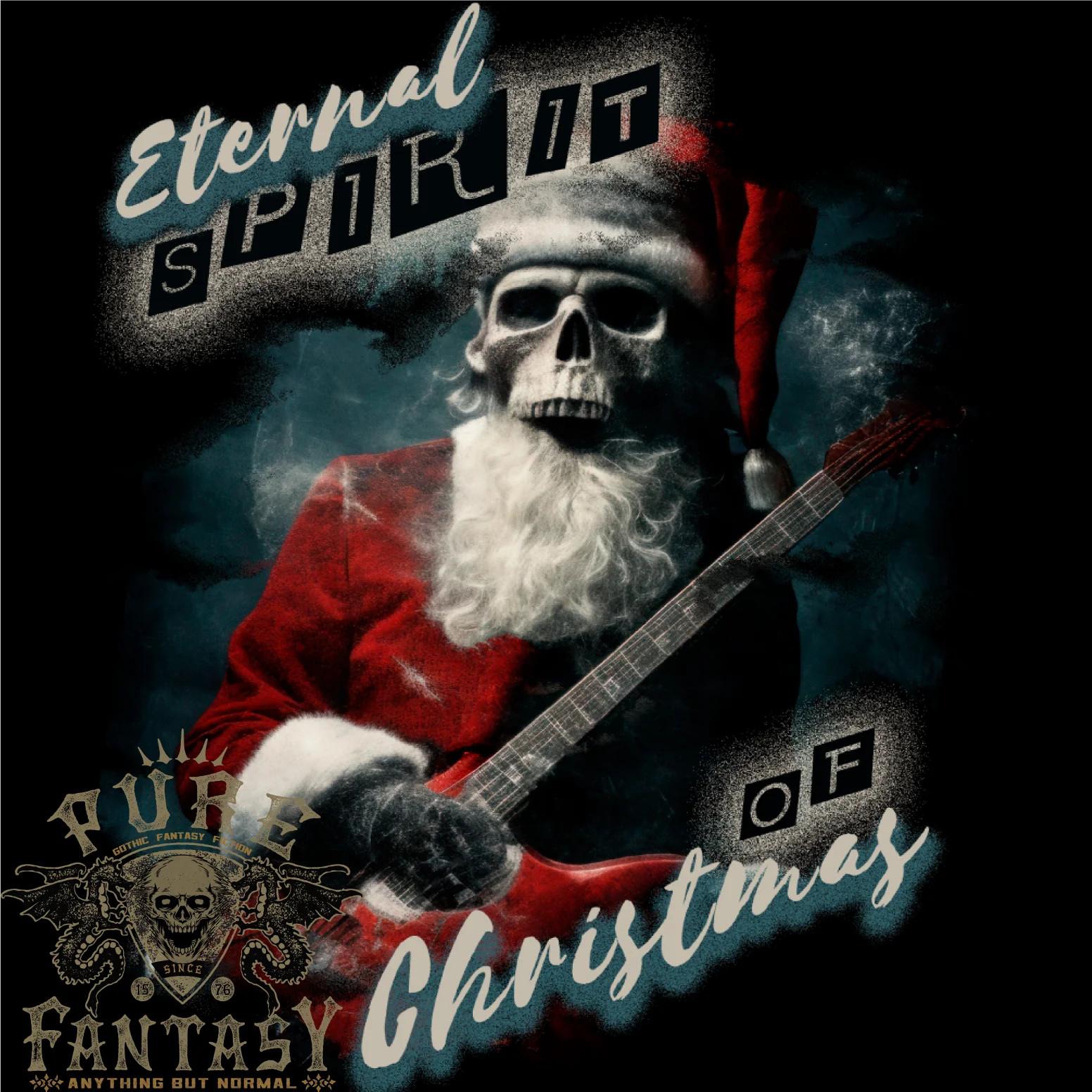 26 Eternal Spirit Santa Skull Christmas Rock Guitar Mens T-Shirt 100% Cotton Unisex T-Shirt L