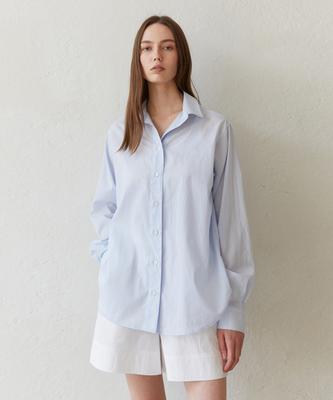 LADY VOLUME Basic Logo Play Shirt_Light Blue