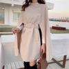 Solid Color Shawl Medium Long Women's Coat Winter New Fashion Fashion Fashion Collection Waist Casual Woolen Coat