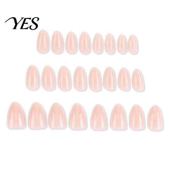 Almond Shaped Press On Nails 24Pcs Women Nude on Nails, Natural Glossy Stick-on False Fake Full Cover Long Glue Reusable 24PCS