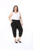 Women's Style Plus Size Pants Comfortable Black Elastic Waist Combed Capri Pants
