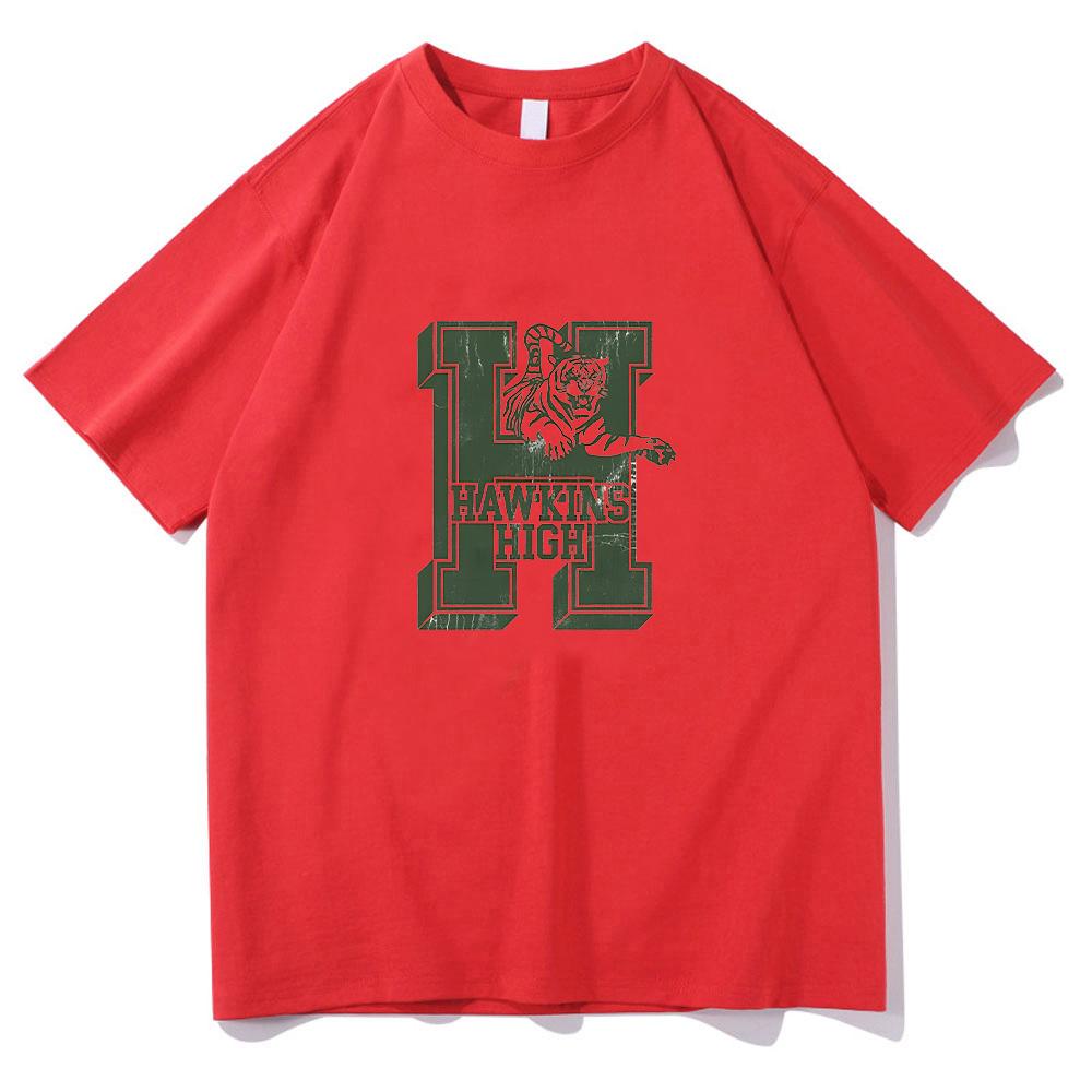Unisex Fashion Cotton T Shirt Hawkins Tiger Graphic Tshirt Unisex Vintage Y2K Cotton Short Sleeve Streetwear S4XL Fashion Tops S