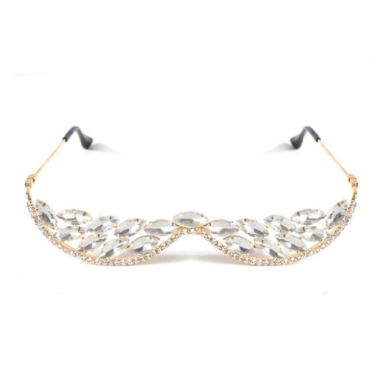 Crystal Eyeglasses Without Lens Half Frame Rhinestones Glasses Crystal V Frame Eyeglasses Face Jewelry Gifts Unisex