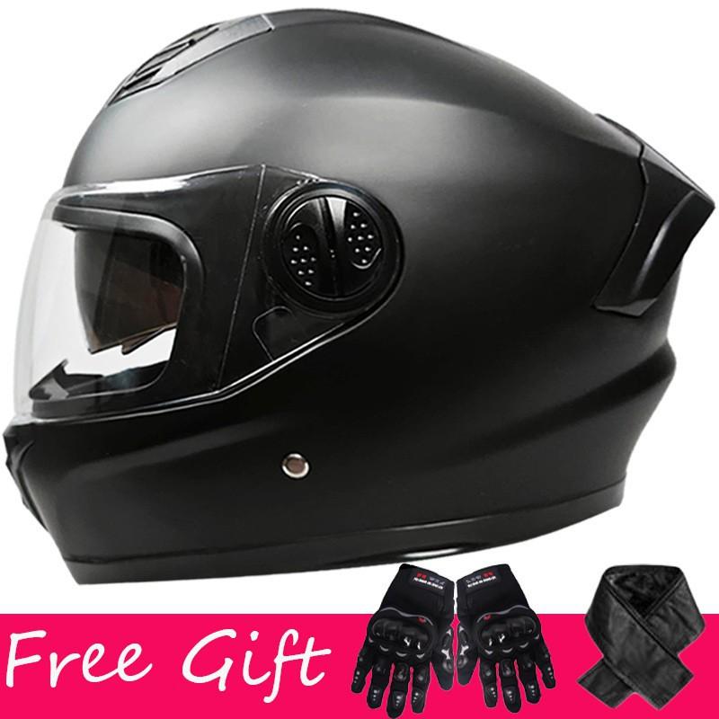 Gloves + Neck ZXC Double Lens Full Cover Helmet Men Women Riding All Round