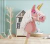 Hobby Horse Einhorn am Stock, Klein, Staubrosa, mit Weißer Mähne und Goldenem Horn