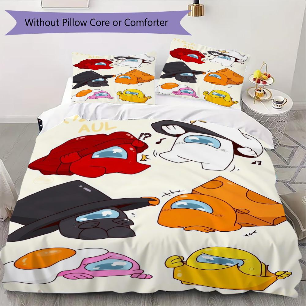 Among Us Pattern Bedding,Quilt Set Quilt Cover Pillowcase Home Birthday Gift (1*duvet Cover+2*pillowcase,without core)SSJT0917020