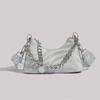 High-end Fashionable Silver Small Bag for Women 2024 New Versatile Chain Shoulder Underarm Bag Crossbody Bag Trendy