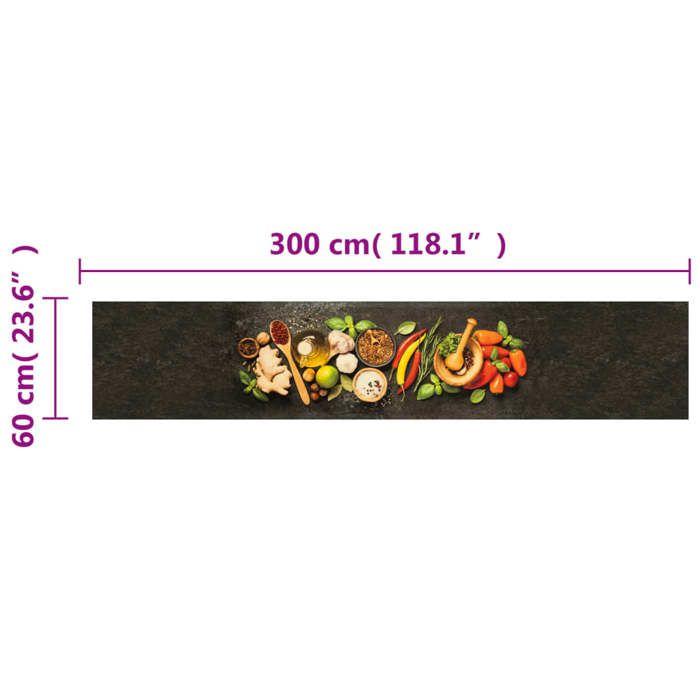 VidaXL Tapis de Cuisine Lavable Impression d'Épices, Paillasson Antidérapant, Tapis de Sol, Tapis devant Évier, Moderne, 4005616