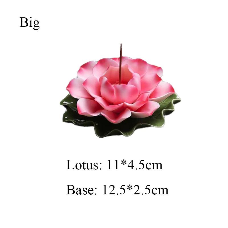 Y Handmade Large Lotus Flower Incense Burner Multi-Color Line Incense Holder Tea Room Office Home Decoration Buddha Home Decor