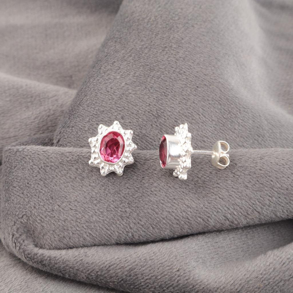 Naturlig Rosa Turmalin Ädelsten 925 Sterling Silver Smycken Örhängen 0,54" EE-151-3