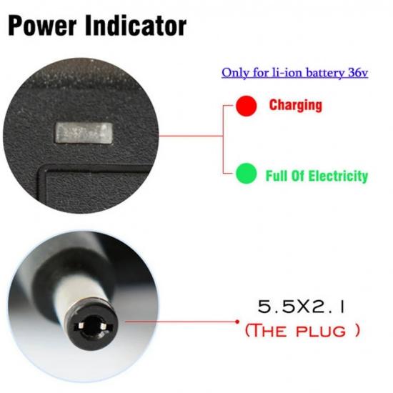 36V Smart Lithium Battery Charger DC42V 2A 5.5x2.1mm For 10 Series 36V 8AH 9AH 10AH 12AH 20AH With Led Indicator EU US Plug