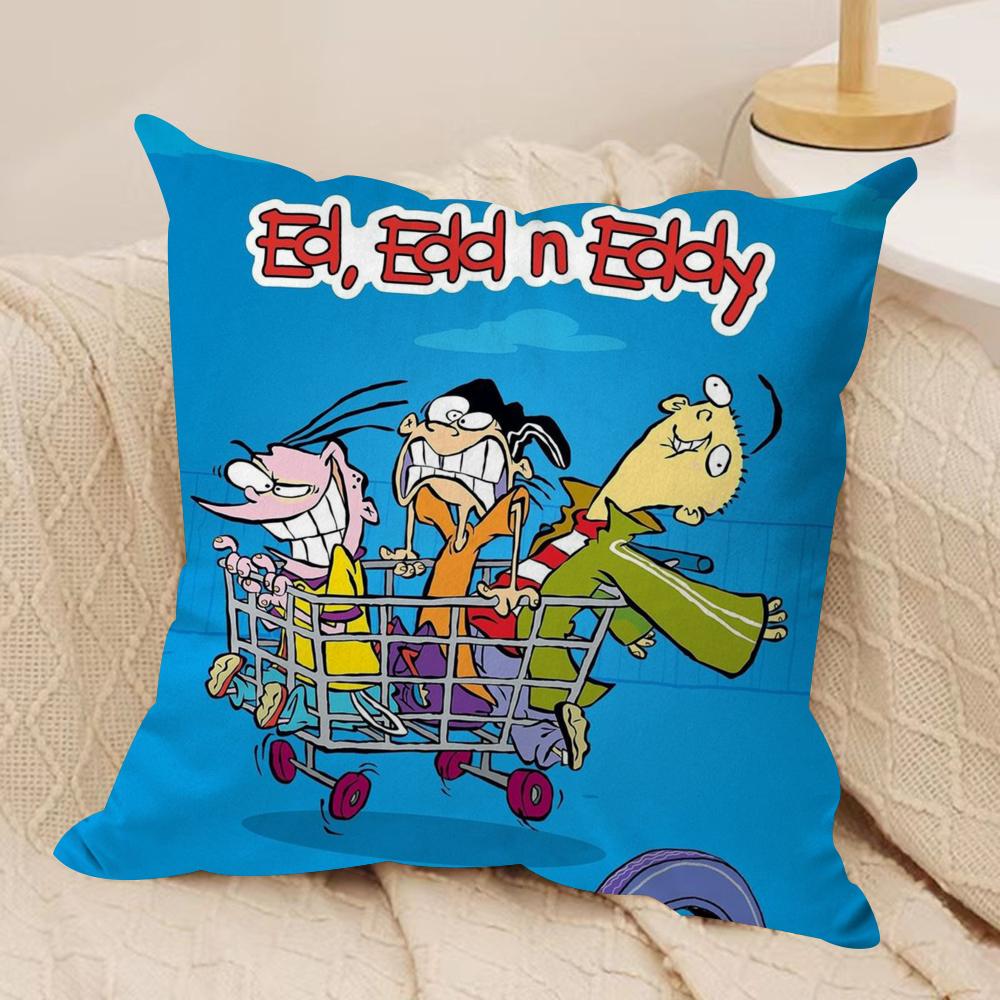 E-Ed Edd N Eddy Cushion Cover Silky Short Plush Double-Sided Printed Pillow Case for Sofa All Seasons Home Decor Gift