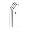 ABWR-6 Pcs Reusable Stainless Steel Metal Drinking Straw Reusable Straws + 2 Cleaner Brush Kit
