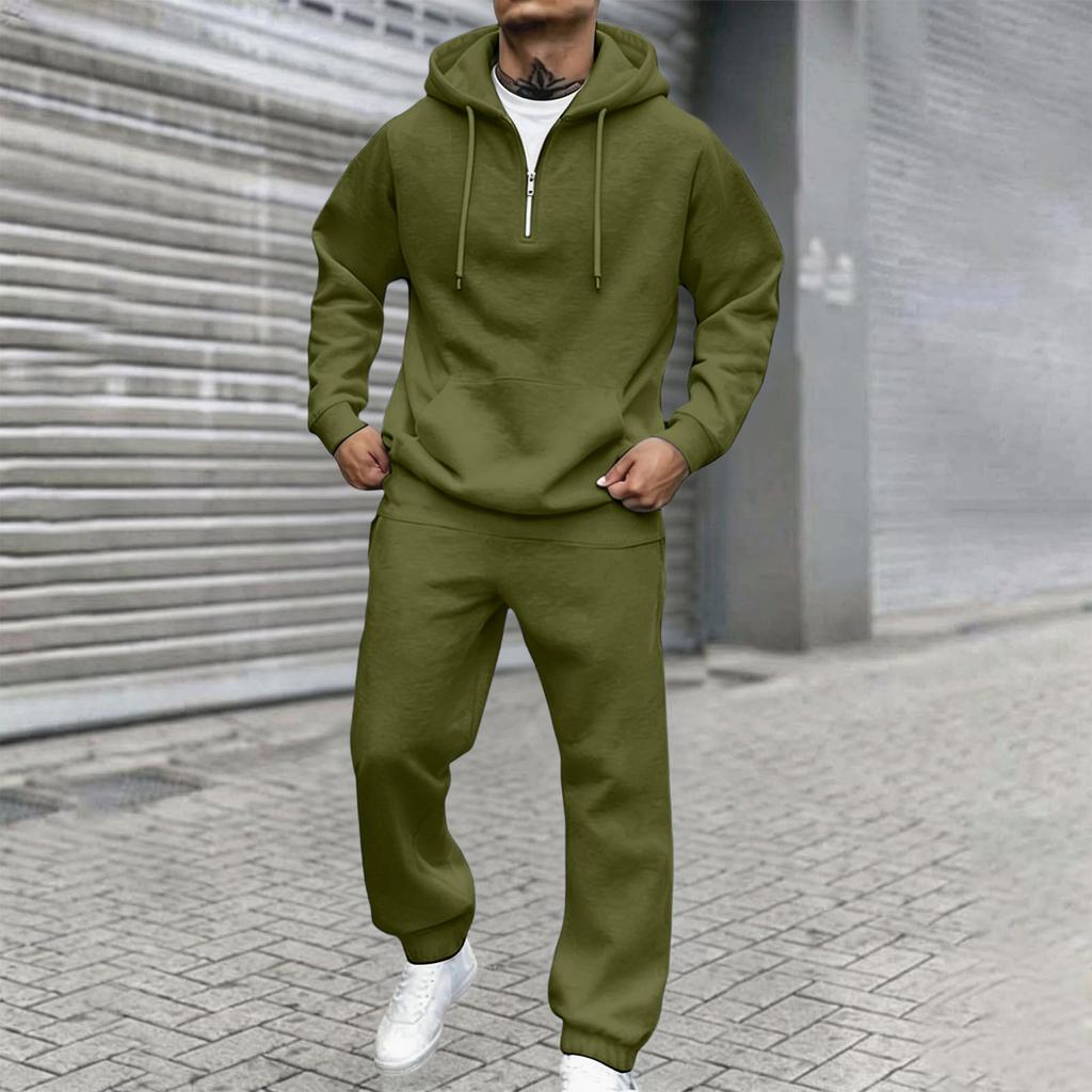 Men's Loose Fit Color Sweatshirt and Pants 2 Piece Set with Elastic Waist