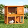 Two-Story Rabbit Cage, Outdoor Rabbit Hutch with Fir Wood Rabbit House, 90x45x80 cm