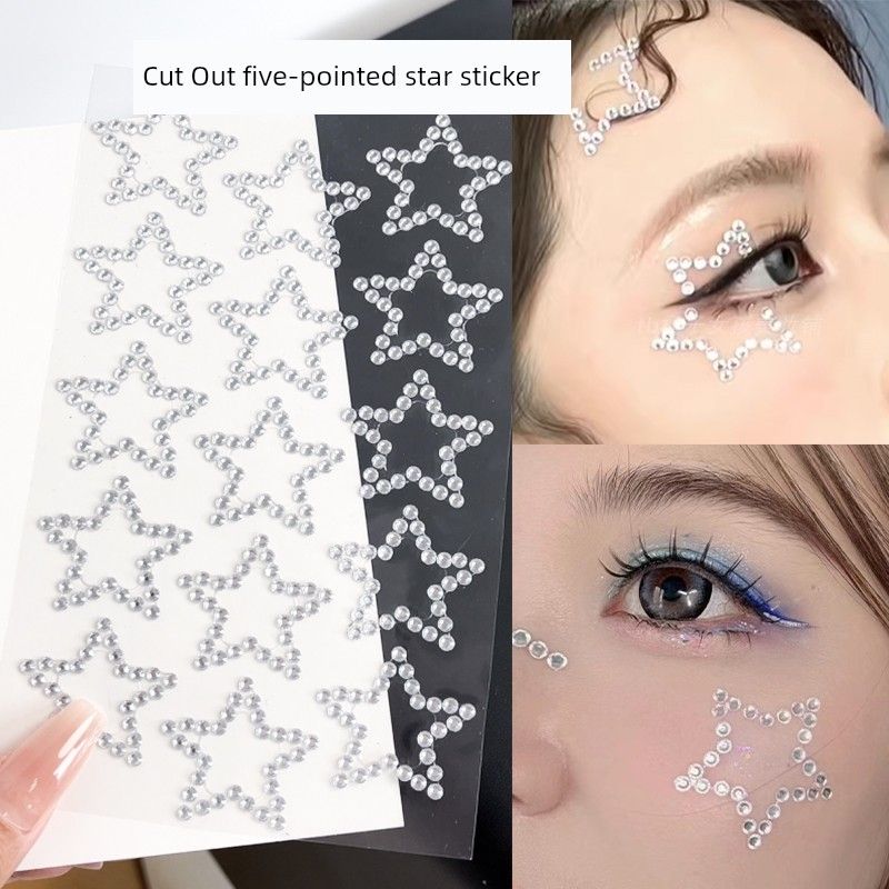 Music Festival Makeup Face Pasters Butterfly Ornament Star Moon Stick-on Crystals Concert Face Sticker Ornament Ornament Rhinestone Bright Diamond