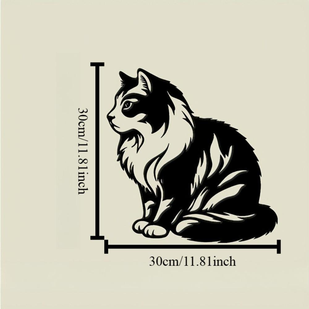 Metal Wall Art Long Cat Black Modern Home Decor Living Room Office Gift Valentine Thanksgiving Birthday