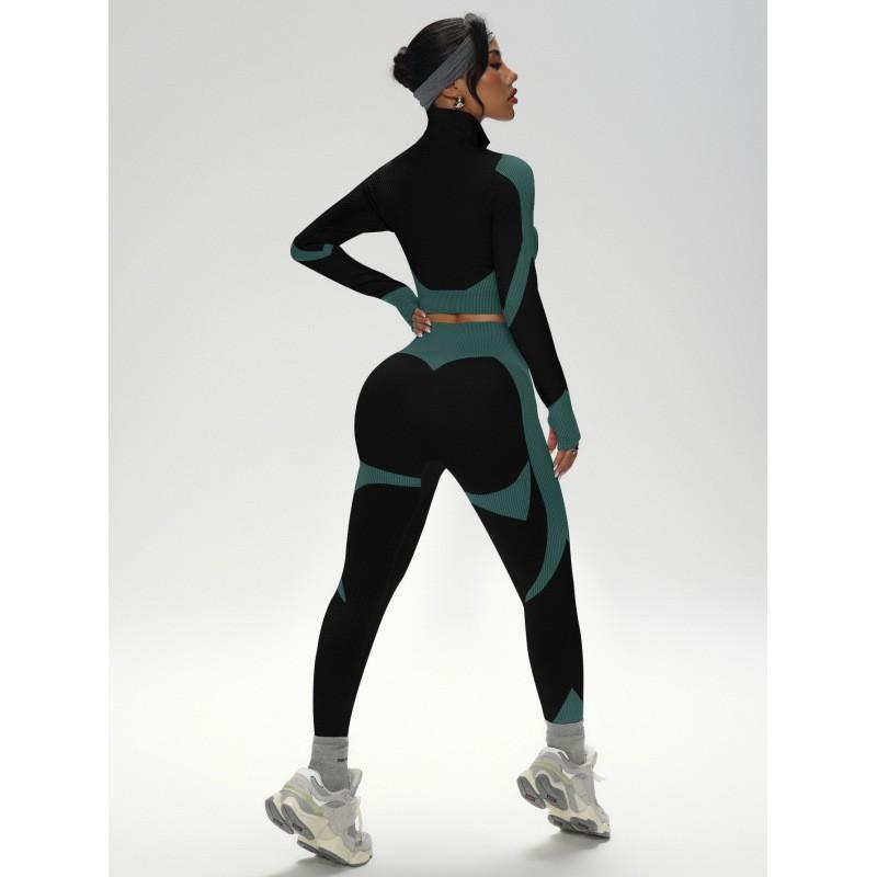 JYL Seamless Quick Dry Long Sleeve Pants Plus Size Yoga Set