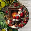 Christmas Decoration Sign,indoor Hanging decorations,2D Flat Wooden Products with Santa Claus pattern,Christmas Gifts for Friends and Family