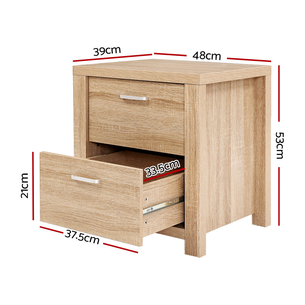 Bedside Tables Artiss Bedside Table Lamp Side Tables Drawers Nightstand Unit Beige Wood