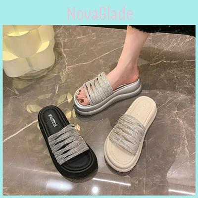 Stylish Summer Platform Sandals For Women With Sparkling Rhinestones And Comfortable Fit