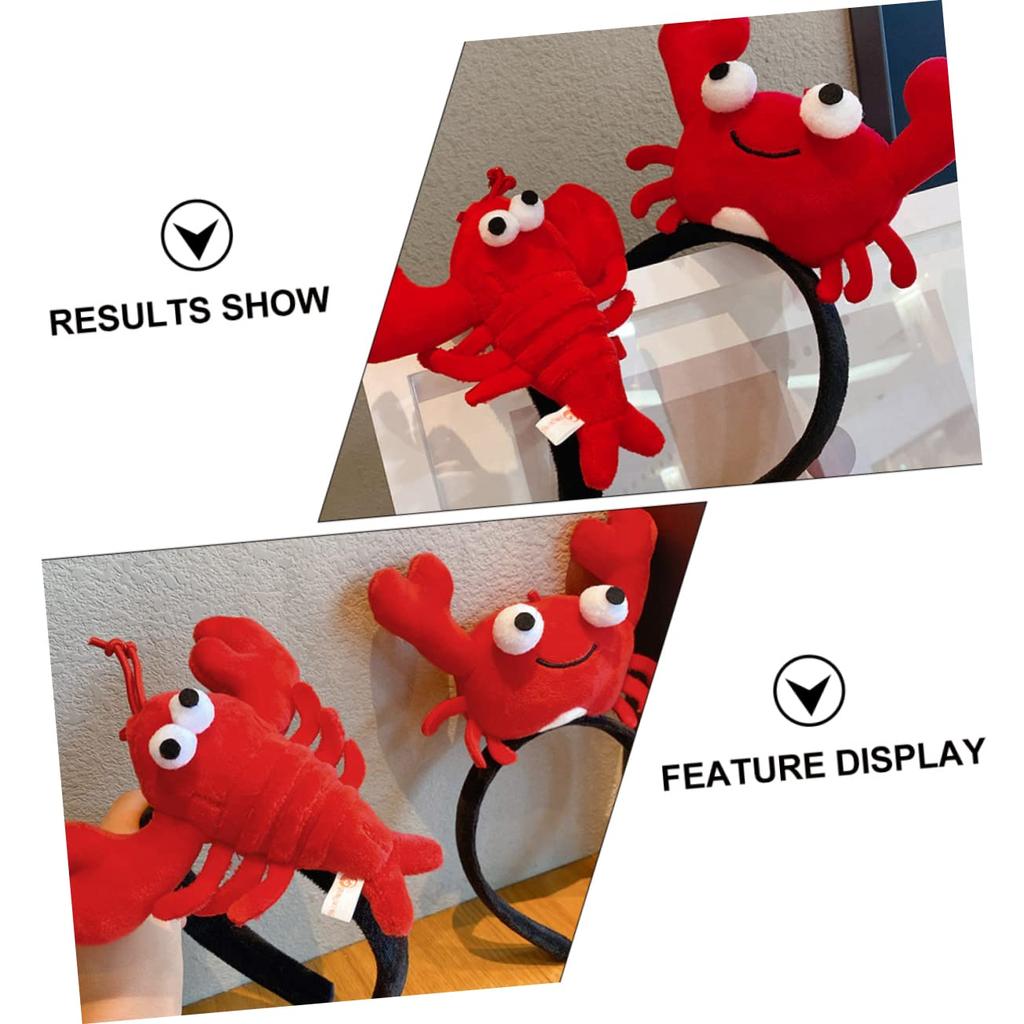 Minkissy 2-Piece Fabric Crayfish Headbands for Kids, Lobster Character Hair Accessories, Cute Headbands for Christmas, Halloween, and Cosplay