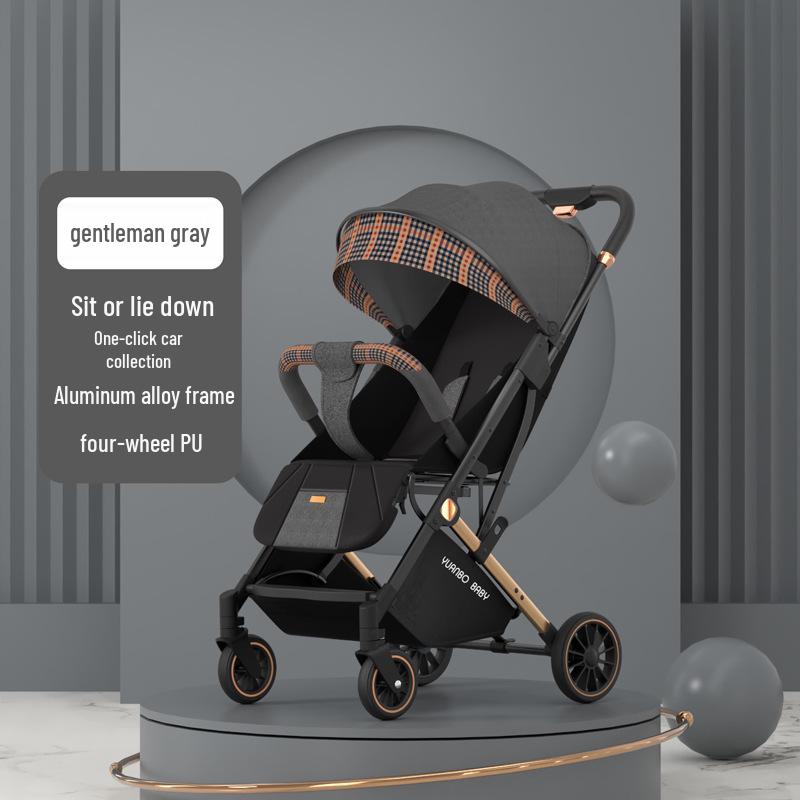 

Сверхлегкая складная коляска: Сидеть, Лежать и Складывание одной кнопкой, Четырехколесная конструкция.