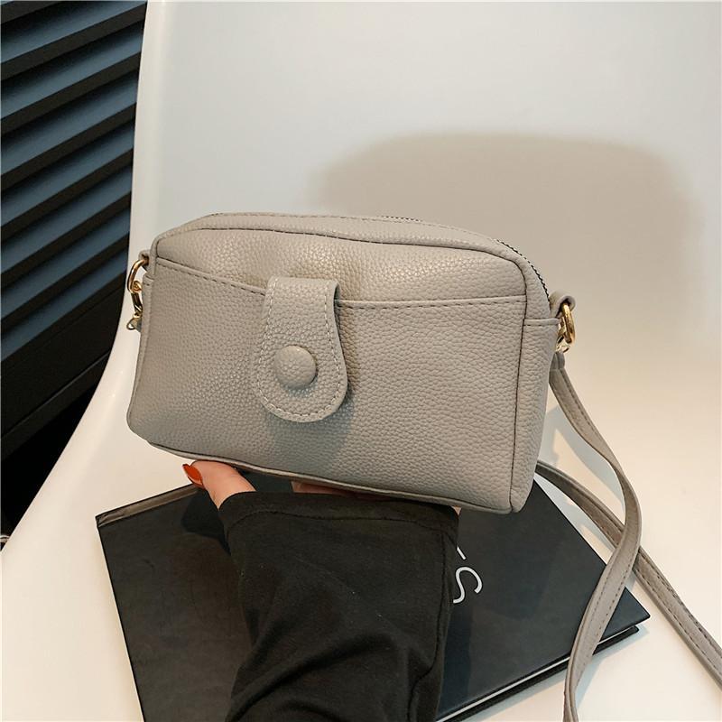 Candy Color Korean Style Soft Surface 2023 Fashion Winter Casual Solid Color Single Shoulder Crossbody Small Square Bag Women Black