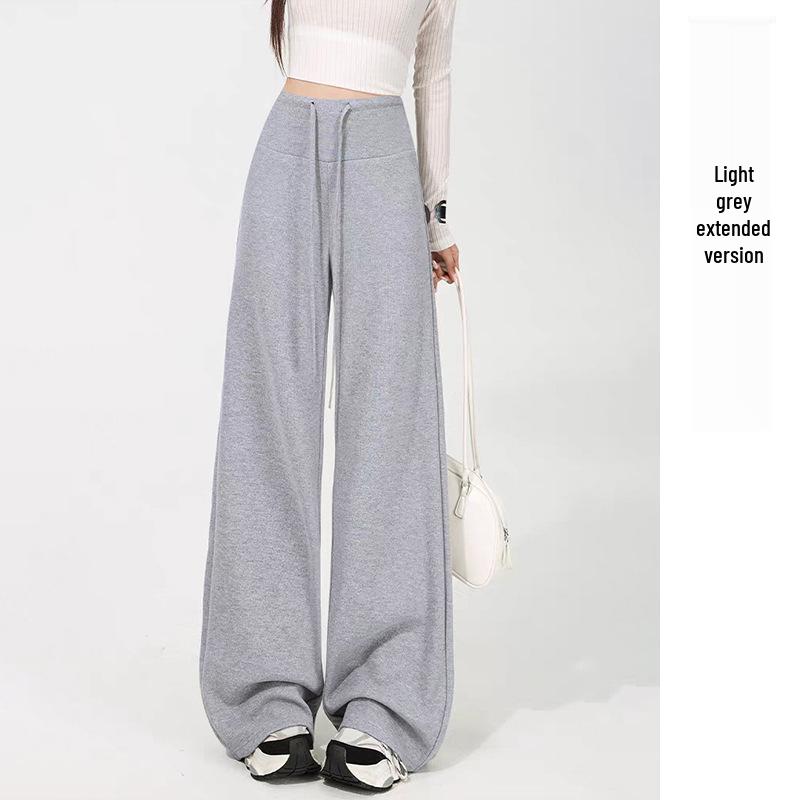 

Maternity Wide-Leg Pants - Spring/Autumn Wear, Sticky Rice Cashmere Fabric, No Support, Drawstring & Straight-Leg Design 3XL
