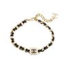 Chanel Collana Girocollo con Ciondolo in Bronzo Logo CC in Pelle da Donna Nero/Oro