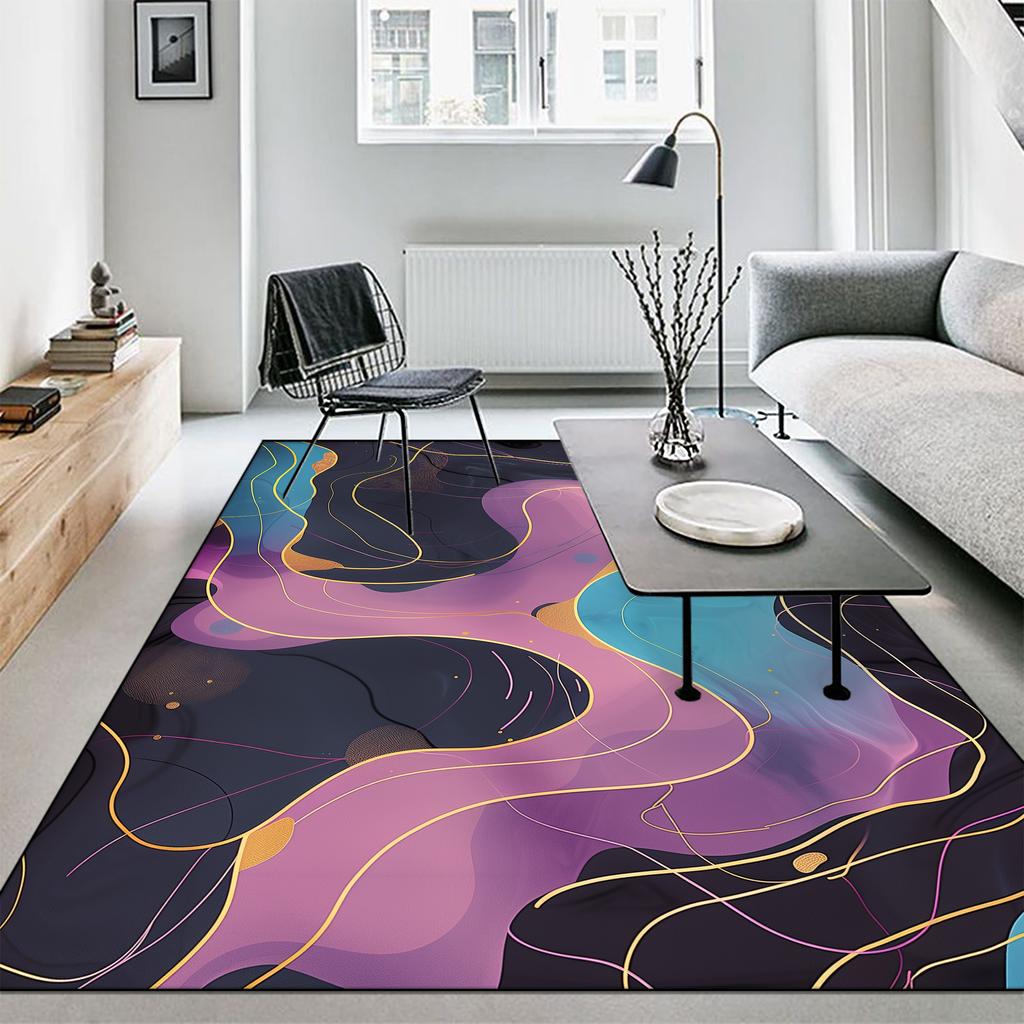 Modern Abstract Carpet Yellow Green Swirl Large Washable Rug for Living Room Bedroom Lounge Coffee Table Mat