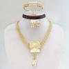 Gilded Alloy European & American Fashion Necklace Set: Women's Formal Banquet Accessories with Necklace, Earrings, Bracelet, and Ring.