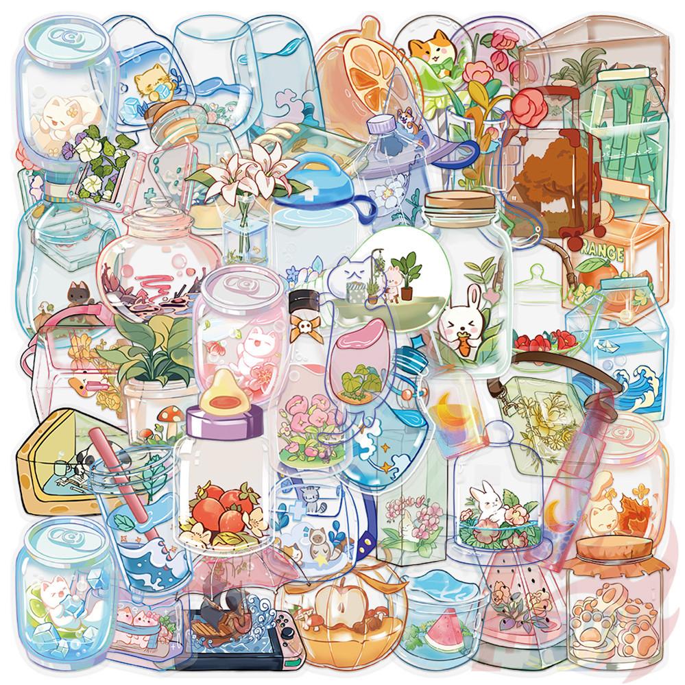 50Pcs/Set Crystal Bottle Art PET Stickers Waterproof DIY Fashion Doodle Decals Stickers