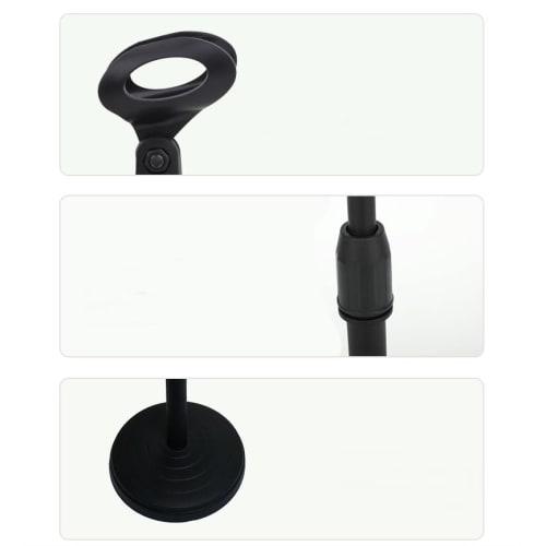 Desktop Microphone Stand with Microphone Holder, Adjustable Height, Black, Compact, Simple Design for Meetings and Speeches (1 Black Item)