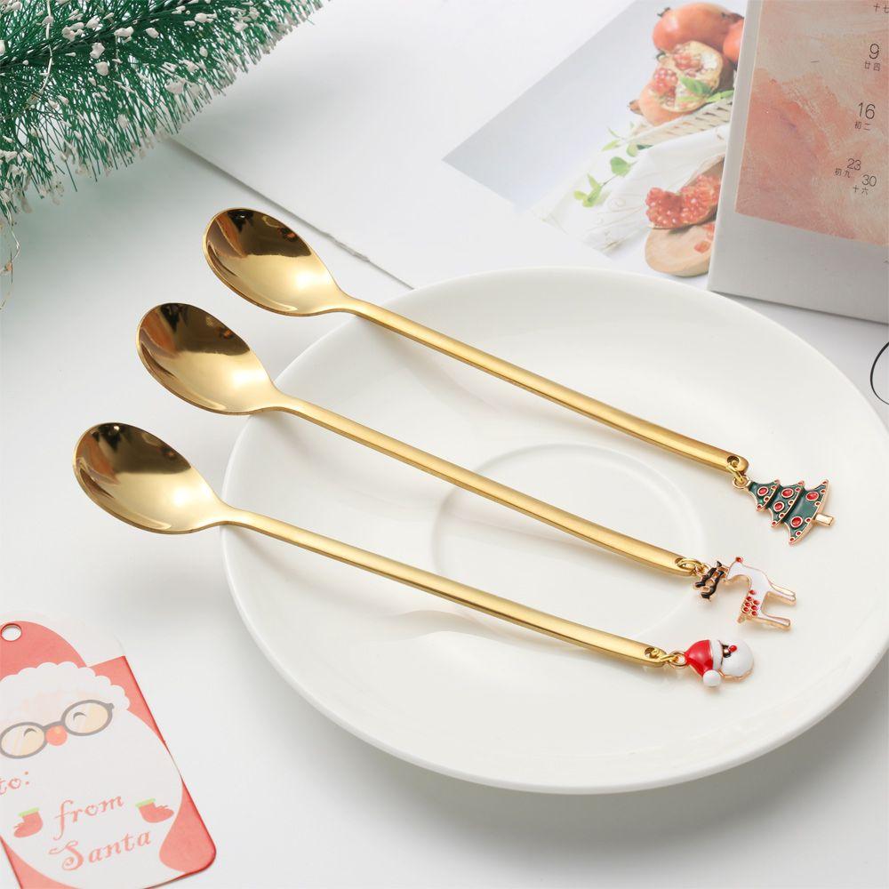 Kitchen Xmas Gifts Christmas Stainless Steel Coffee Spoon Table Ornament Tableware