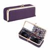 Genuine Leather Cosmetic Storage Pouch Portable Solid Color Sunglasses Storage Case Buckle Fixed Compact Jewelry Storage Bag
