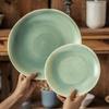 Retro Style Special-Shaped Ceramic Plate Deep Plate Household High-Value Tableware Plate Vegetable Plate Restaurant Salad Plate