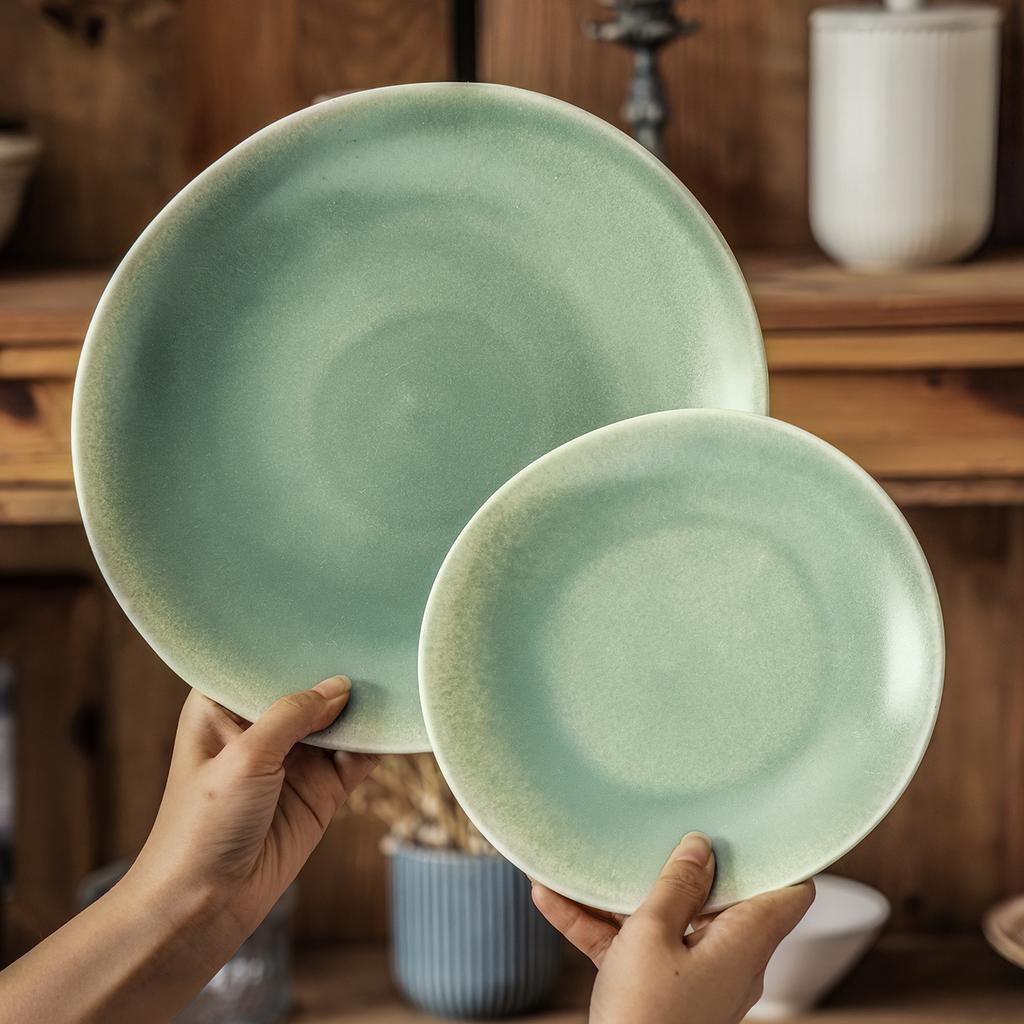 Retro Style Special-Shaped Ceramic Plate Deep Plate Household High-Value Tableware Plate Vegetable Plate Restaurant Salad Plate