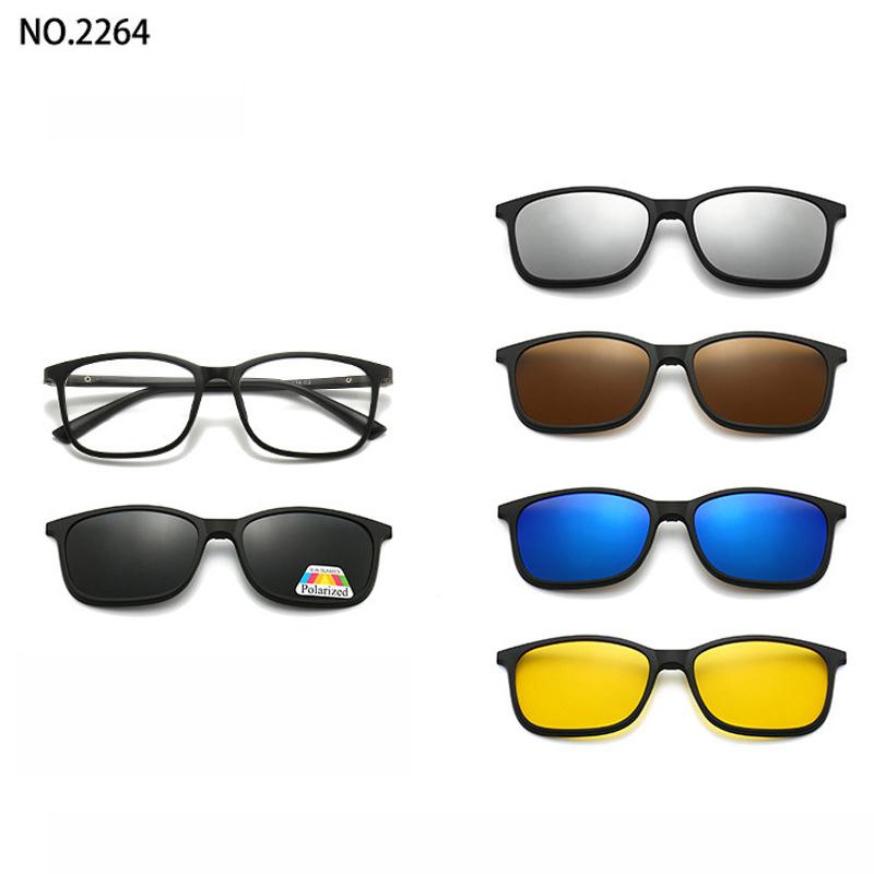 6 In 1 Custom Men Optical Magnetic Sunglasses Magnet Clip On Sunglasses Polaroid Clip On Sun Glasses