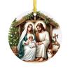 Nativity Night Ornament Round Acrylic Birth of Jesus Christ Hanging Decoration Religious Themed Christmas Keepsake for Winter Xmas Tree Decor