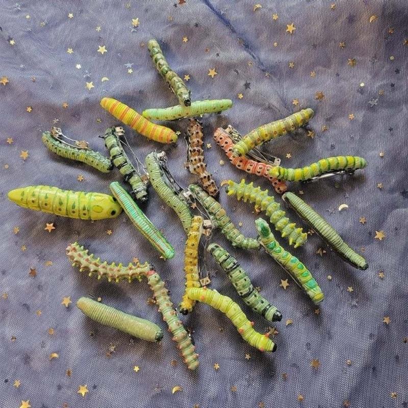 12Pcs Creative Caterpillars Resin Hair Clip For Punk Event Gothic Styles Hair Barrettes for Women Teens Halloween Event